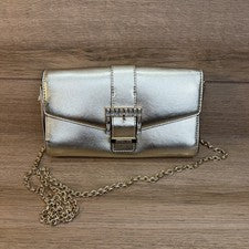 BOLSO BANDOLERA MICHAEL KORS PENELOPE DORADO METÁLICO IMITACIÓN CUERO $258