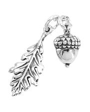 Colgante de plata esterlina 925 con dijes de hoja de roble y bellota joyería de otoño regalo