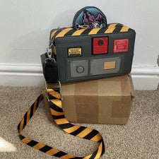 Bolso Bandolera Loungefly Ghostbusters Pequeño Gris Imitación Cuero Correa Cremallera Rayas