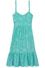 Vestido para mujer - Vestido floral estampado - Solero - 2XL - Turquesa neón