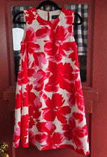 Mini Vestido Jessica Howard Para Mujer Clásico Rojo Rosa Floral Sin Mangas Talla 2 Nuevo Con Etiquetas