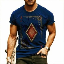 Camiseta Para Hombre Tarjeta de Poker As de Diamantes Azul Marino Vintage Informal Camiseta Suave