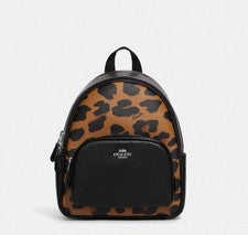 Mochila mini cancha Coach para mujer nueva con etiquetas en cuero exclusivo estampado de leopardo CC757