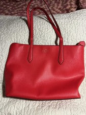 Bolso de Mano Kate Spade New York Para Mujer Rojo Texturizado Cremallera Correa para el Hombro Diseñador