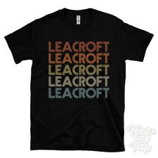 CAMISETA ESTILO RETRO REPETIDO LEACROFT para hombre y mujer Reino Unido top name regalo