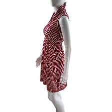 Nuevo con etiquetas Vestido geométrico cuello alto cuello en V S para mujer Retro Oficina Vfish Diseños