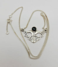 Collar de cadena colgante de plata esterlina con nudo celta de ágata verde ~16,5"-17,5"
