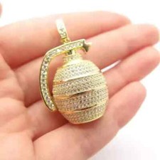 Colgante Botella Perfume Moissanita Real Corte Redondo 2.40Ct Chapado en Oro Amarillo 14K