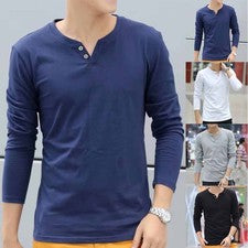 Camisa para hombre manga larga y botones de algodón como jersey