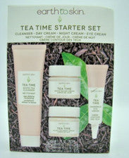 Earth To Skin Tea Time Starter Set ~ Limpiador, Crema de Día, Crema de Noche, Crema de Ojos