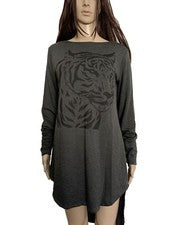 Vestido para mujer Go Couture color carbón talla L estampado de moda longitud acymética