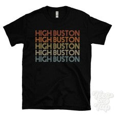 CAMISETA ESTILO RETRO REPETIDO HIGH BUSTON para hombre y mujer Reino Unido top name regalo
