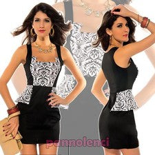 Mini Vestido BICOLOR Mujer Vestido Cóctel Moda NUEVO DL-765