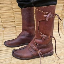 Botas de cuero medievales | Zapatos vikingos renacentistas | Calzado marrón...