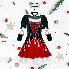 Navidad Papá Noel Vestido Mujer Claus Disfraz Cosplay Vestido de Noche Vestidos de Terciopelo