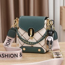 Mini Bolso Bandolera Para Mujer a Cuadros Moda Elegante Ajustable Correa Ancha para el Hombro