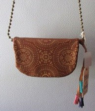 Mujer Camiseta y Jeans Co Cartera con Estilo Marrón Bolso de Hombro Cuentas Cadena Borla