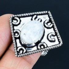 Anillo de joyería de plata esterlina 925 hecho a mano con piedra preciosa...