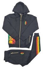 Chándal Time Is Money Para Hombre Calce Ajustado Rasta Lion Negro - Estilo Reggae Jamaica