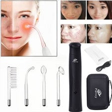 Máquina de Alta Frecuencia con 4 Varitas Facial Naranja Rayo de Luz Anti Acné Cuidado de la Piel