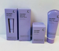 Global Beauty Care Calmante 4 piezas. Set NUEVO Suero Facial, Limpiador, Crema de Noche