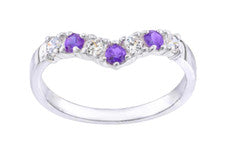 Anillo de eternidad Wishbone de plata esterlina AMATISTA tallas J - U