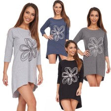 Mini vestido para mujer de gran tamaño asimétrico patrón túnica señora talla única FT3122