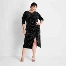 Vestido para mujer de terciopelo acanalado manga larga espalda abierta línea A - Future Collective XL