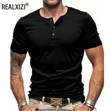 Camisa De Manga Corta Moda Lujo Camiseta Elegante Cuello V Para Hombres