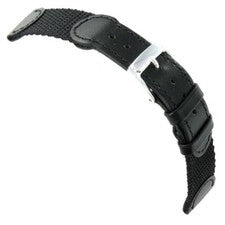 Banda de nailon negra y cuero genuino estilo ejército suizo Speidel de 18 mm 524 520