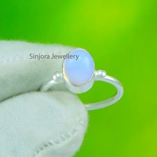Anillo de regalo hecho a mano de plata de ley 925 con piedras preciosas de opalita talla 5 a 10 de EE. UU.