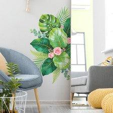 Pegatinas de pared Monstera PVC verde 90x29 cm para dormitorio para salón decoración del hogar