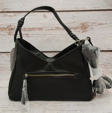 Bolso de hombro hobo pequeño de cuero sintético negro Time and Tru River para mujer