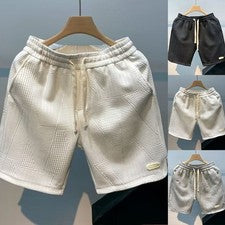 Pantalones Cortos Para Hombre Estilo Coreano Cinco Cuartos Poliéster Spandex Diseño Cintura Elástica