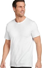 Jockey Hombre Camisetas Algodón Elástico Cuello Redondo Camiseta - Paquete de 3, Blanco, XL