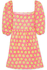 Vestido para mujer - Vestido estampado - Vestido manga abullonada - Mediano - Amarillo Rosa