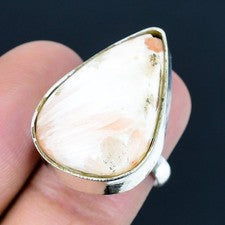 Scolecita piedras preciosas hechas a mano 925 anillo de joyería de plata...