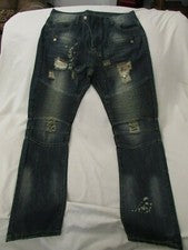 Pantalones de mezclilla para hombre "Fashion Wear" talla 33 (W34/L31) azul, destruidos, estilo motociclista,