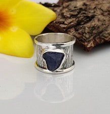 Anillo de tanzanita cruda de plata de ley 925 anillo para mujer algún tamaño disponible MO1847
