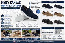 Zapatos de lona de ajuste ancho para hombre Entrenadores con correa sin cordones Informales Cómodos Zapatos de salón