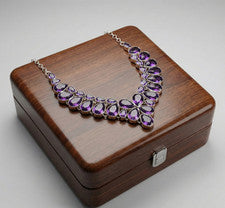 Collar Amatista Púrpura Plata de Ley 925 Hecho a Mano Joyería Distintiva S-18