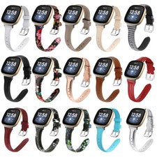 Correa de reloj pulsera de cuero genuino para Fitbit Versa 4 3 Sense 2 repuesto