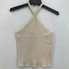 Camiseta sin mangas Anthropologie T.LA para mujer S marfil acanalada cuello halter elástica Y2K retro