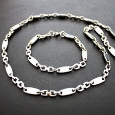 Juego de cadena de placas de acero inoxidable plata 4-10,5 mm cadena de placas + placas de pulsera