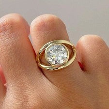Anillo solitario de plata 925 diamante blanco redondo certificado de 3,50 quilates raro gran brillo