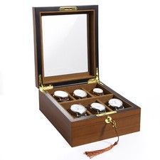 Caja de reloj organizadora de 6 ranuras para hombre soporte de almacenamiento de joyas para reloj exhibición regalo