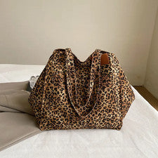 Bolso de mano vintage con estampado de leopardo para mujer moda gran capacidad estampado de leopardo canva