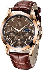 OLEVS Reloj Hombre Reloj Ligero Impermeable Marrón