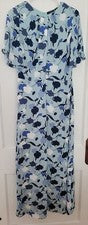 Vestido halógeno floral para mujer forrado medio fluido ligero nuevo sin etiquetas