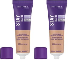 Mousse líquida mate Rimmel London Stay - 200 1 fl oz (paquete de 2), beige suave